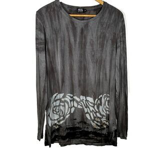 Art of Cloth Tunic Top Size Small Grey Artsy Long Sleeve Women's Shirt